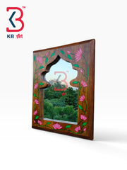 KB ART Hand Carved Brown Wooden Jharokha Wall Hanging Mirror Home Styling - Wooden Jharokha Wall Mirror (Photo 2 of 3) | SKU KB-5271-C