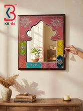 KB ART Vintage Style Multicolour Painted Wooden Jharokha Vanity Mirror - Wooden Jharokha Wall Mirror (Photo 1 of 2) | SKU KB-5273-B