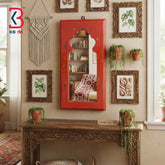 KB ART Decorative Rustic Orange Wooden Arch Wall Mirror for Hallway - Wooden Jharokha Wall Mirror (Photo 1 of 2) | SKU KB-5279-B