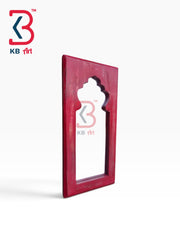 KB ART Solid Wood Distressed Red Jharokha Hanging Wall Mirror - Wooden Jharokha Wall Mirror (Photo 2 of 2) | SKU KB-5281-B