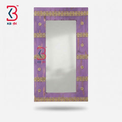 KB ART Carved Purple Wooden Jharokha Mirror Handcrafted Rajasthani Heritage Wall Decor for Living Room Entryway Home Styling Artisan Accent
