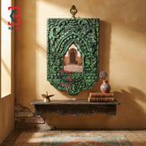 KB ART Handcrafted Wooden Carved Temple Mirror Wall Decor - Wooden Temple Wall Mirror (Photo 1 of 2) | SKU KB-5299-B