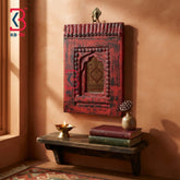 KB ART Solid Wood Temple Arch Wall Mirror for Mandir Decor - Wooden Temple Wall Mirror (Photo 1 of 2) | SKU KB-5300-B