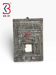KB ART Traditional Brown Handcrafted Wooden Temple Mirror Rajasthani Wall Decor for Pooja Room Living Room Entryway Heritage Artisan Touch