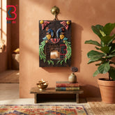 KB ART Decorative Carved Wooden Temple Mirror for Entryway - Wooden Temple Wall Mirror (Photo 1 of 2) | SKU KB-5303-B