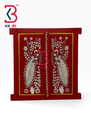KB ART Traditional Indian Folk Art Wooden Window Wall Decor Madhubani Mirror - Wooden Window Wall Mirror (Photo 2 of 2) | SKU KB-5314-B
