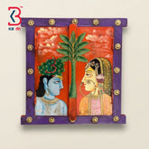 KB ART Hand Carved Wooden Window Frame with Inside Radha Krishna Mirror - Wooden Window Wall Mirror (Photo 1 of 2) | SKU KB-5315-B