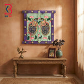KB ART Authentic Rajasthani Hand Carved Wood Window Shrinathji Pichwaimirror - Wooden Window Wall Mirror (Photo 1 of 2) | SKU KB-5316