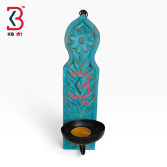 KB ART Handcrafted Wooden Carved Candle Sconce Wall Hanging Decor - Wooden Wall Candle Sconce (Photo 2 of 2) | SKU KB-5328
