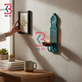 KB ART Distressed Finish Wood Carved Candle Sconce Pooja Room - Wooden Wall Candle Sconce (Photo 1 of 2) | SKU KB-5330