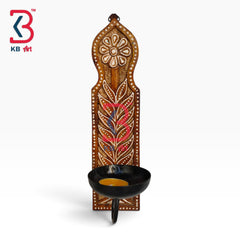 KB ART Traditional Jodhpur Handicrafts Wood Wall Sconce Tea Light - Wooden Wall Candle Sconce (Photo 2 of 2) | SKU KB-5331-B