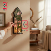 KB ART Artisan Crafted Wooden Wall Mounted Candle Stand Home Styling Pichwai Style - Wooden Wall Candle Sconce (Photo 1 of 2) | SKU KB-5332