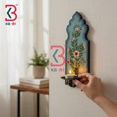 KB ART Artisan Crafted Wooden Wall Mounted Candle Stand Home Styling Mughal Style - Wooden Wall Candle Sconce (Photo 1 of 2) | SKU KB-5333