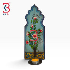 KB ART Artisan Crafted Wooden Wall Mounted Candle Stand Home Styling Mughal Style - Wooden Wall Candle Sconce (Photo 2 of 2) | SKU KB-5333