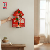 KB ART Artisan Crafted Wooden Wall Mounted Candle Stand Home Styling Pichwai Cow Style - Wooden Wall Candle Sconce (Photo 1 of 2) | SKU KB-5334
