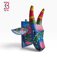 8-inch cow head wall hanging – traditional hand painted wooden cow face wall plaque | KB ART, Jodhpur Rajasthan