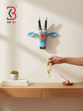 KB ART 11 Inch Handcrafted Wooden Cow Head Wall Hanging Sky Blue Vaishnav Tilak Sacred Kamdhenu Wall Sculpture