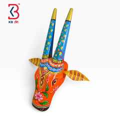 16-inch cow head wall hanging – solid wood 16 inch cow head wall mount showpiece | KB ART, Jodhpur Rajasthan