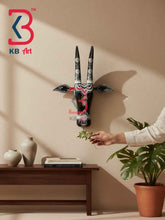 KB ART 16 Inch Handcrafted Wooden Cow Head Wall Hanging Midnight Black White Lace Sacred Kamdhenu Wall Sculpture