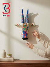 KB ART 16 Inch Handcrafted Wooden Cow Head Wall Hanging Antique White Goddess Green Tara Sacred Wall Sculpture