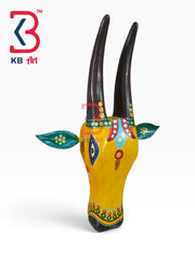 16-inch cow head wall hanging – royal carved wood sacred cow head hanging plaque | KB ART, Jodhpur Rajasthan