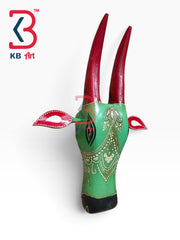 16-inch cow head wall hanging – traditional hand painted wood cow head for foyer decor | KB ART, Jodhpur Rajasthan