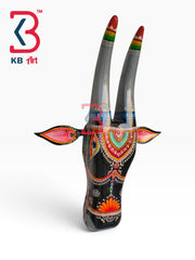 16-inch cow head wall hanging – traditional painted wood kamdhenu cow mask hanging | KB ART, Jodhpur Rajasthan