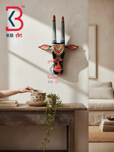 16 Inch Handcrafted Wooden Cow Head Wall Hanging Midnight Black Grey Horns Sacred Kamdhenu Wall Sculpture | Handcrafted by KB ART, Jodhpur