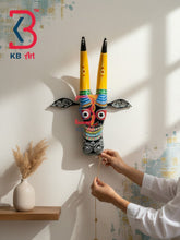 16 Inch Handcrafted Wooden Cow Head Wall Hanging Jet Black Lord Jagannath Sacred Kamdhenu Wall Sculpture | Handcrafted by KB ART, Jodhpur