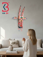 KB ART 16 Inch Handcrafted Wooden Cow Head Wall Hanging Pastel Peach Pink Floral Vase Sacred Kamdhenu Wall Sculpture
