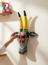 KB ART 16 Inch Handcrafted Wooden Cow Head Wall Hanging Black Lord Jagannath Puri Sacred Wall Sculpture