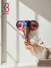 KB ART 18 Inch Handcrafted Wooden Elephant Head Wall Hanging Royal Blue Radha Krishna Kamdhenu Ears Grand Wall Decor