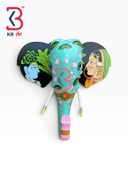 18-inch elephant head wall hanging – folk art painted wooden elephant head wall sculpture home accent | KB ART, Jodhpur Rajasthan