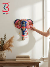 18 Inch Handcrafted Wooden Elephant Head Wall Hanging Royal Blue Lord Krishna Kamdhenu Grand Wall Decor | Handcrafted by KB ART, Jodhpur