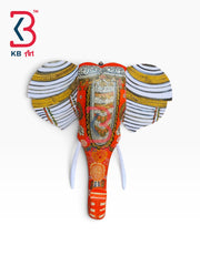 18-inch elephant head wall hanging – artisan made hand painted wood elephant mask wall panel | KB ART, Jodhpur Rajasthan