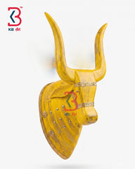 18-inch bull head wall plaque – traditional indian 18 inch wooden yellow bull head hanging plaque | KB ART, Jodhpur Rajasthan