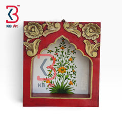 KB ART Ethnic Indian Carved Wooden Wall Decor Plaque - Carved Wooden Wall Panel (Photo 2 of 2) | SKU KB-5544-B