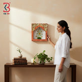 KB ART Decorative Wooden Carved Panel for Mandir Backdrop - Carved Wooden Wall Panel (Photo 1 of 2) | SKU KB-5545-B