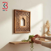 KB ART Carved Rajasthani Hand Carved Wooden Wall Panel Handcrafted Heritage Decor for Living Room Entryway Pooja Room Decorative Showpiece