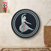 KB ART 12 Inch Handcrafted Wooden Wall Plate Classical Dancer Midnight Black White Wreath Traditional Wall Decor
