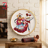 KB ART 12 Inch Handcrafted Wooden Wall Plate Garba Dandiya Dancing Couple Traditional Rajasthani Wall Decor