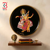 KB ART 12 Inch Handcrafted Wooden Wall Plate Kathakali Mohiniyattam Dance Duo Traditional Wall Decor