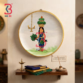 KB ART Vintage look 12 inch wooden wall plate sculpture tamil girl – original product photo on white background