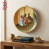 KB ART 12 Inch Handcrafted Wooden Wall Plate Traditional Banana Leaf Bhojan Feast Wall Decor