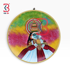 KB ART Traditional wooden plate wall hanging showpiece kathak mask – styled home decor lifestyle view