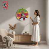 KB ART Handcrafted round wood 12 inch wall plate art kathak mask – original product photo on white background