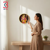 KB ART Oho rustic 12 inch wood wall plate showpiece lady with mirror – original product photo on white background