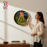 KB ART Traditional jodhpur 12 inch wood wall plate plaque bani thanni pichwai painting – original product photo on white...