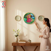 KB ART 12 Inch Handcrafted Wooden Wall Plate Bani Thani with Fawn Deer Lakeside Traditional Wall Decor