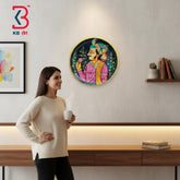 KB ART Decorative round wood 12 inch plate for drawing room raja kisangarh painting – original product photo on white...